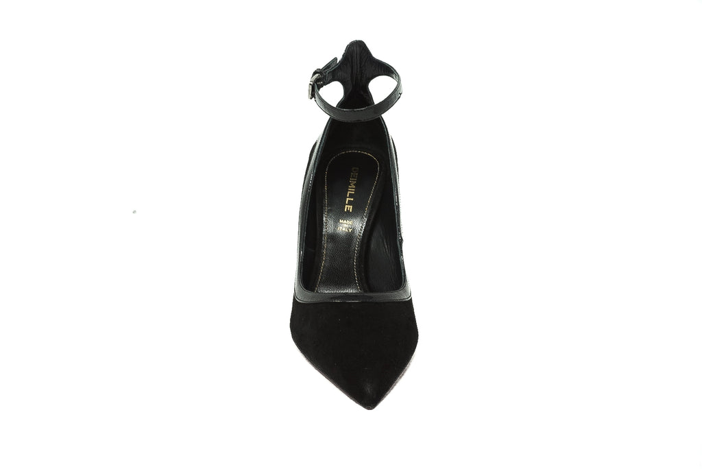 Deimille FW 03157 Black Suede and Patent T Strap High Heel Pump - Studio D Shoe Boutique