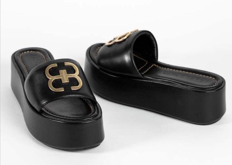 Angelo Bervicato Black Leather Wedge Sandal - Studio D Shoe Boutique