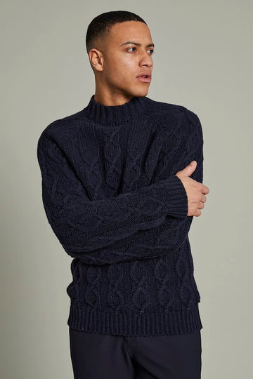 MAGore Cable Knit Pullover Dark Navy - Studio D Shoe Boutique