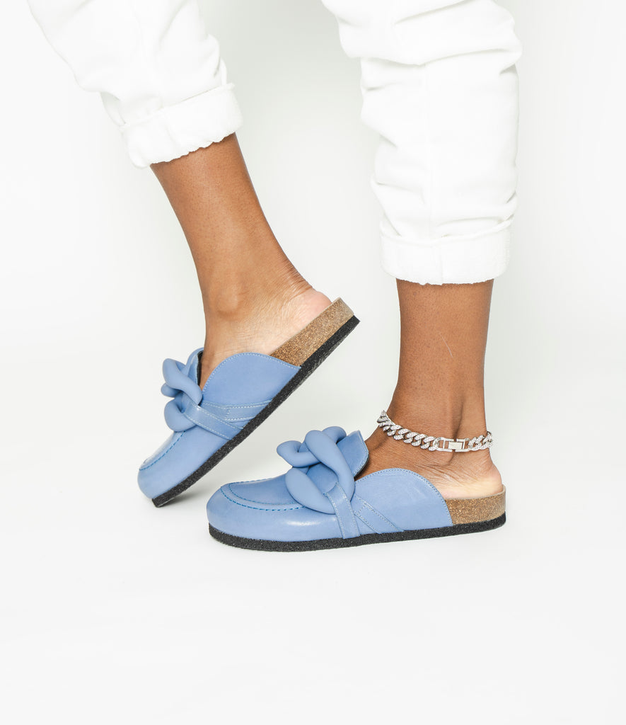 Angelo Bervicato Vany Blue Slides - Studio D Shoe Boutique